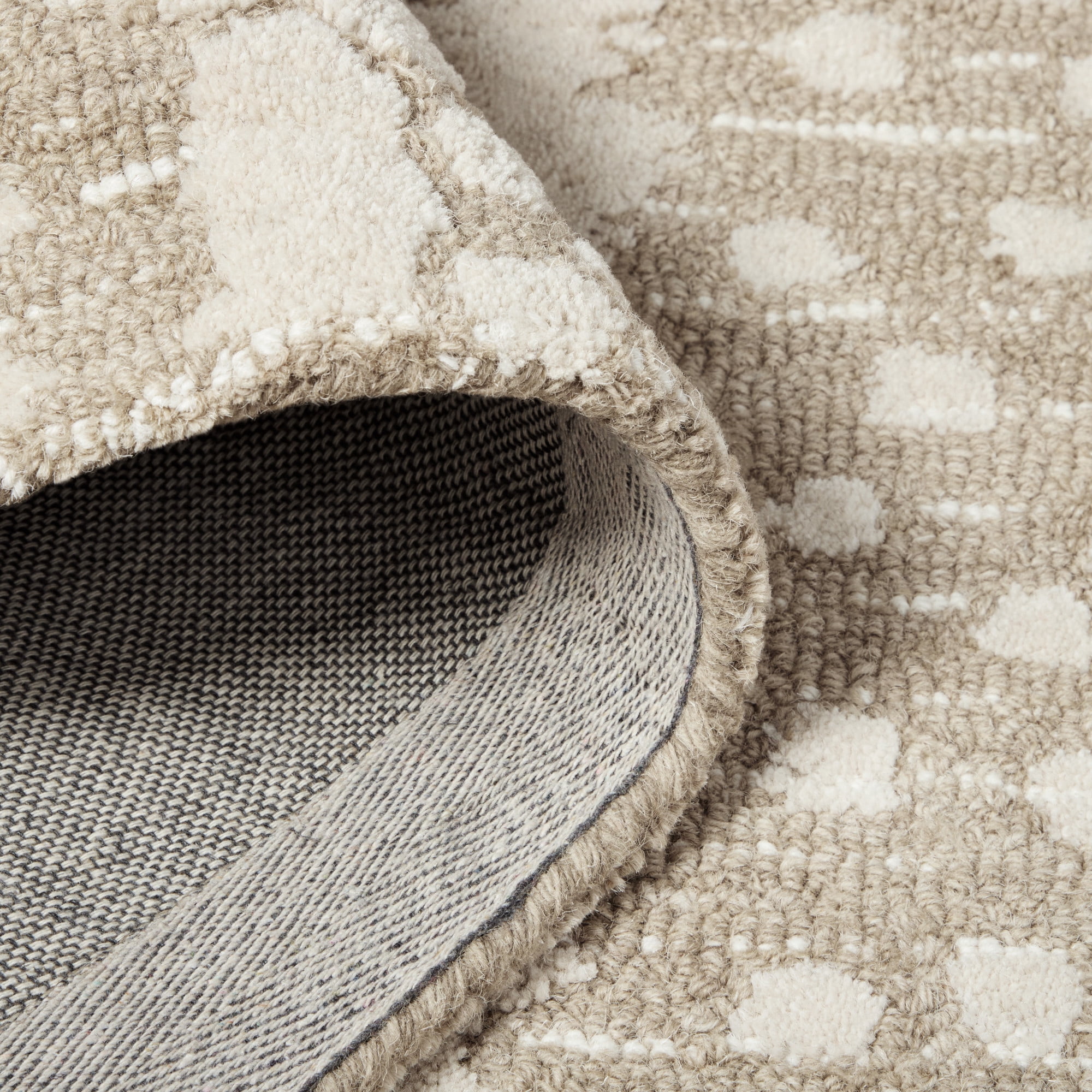 NICOLE MILLER NEW YORK Mod Weave Abstract Knotted Texture Handcrafted Area Rug, 100% Wool Rug, Taupe, 8'x10'