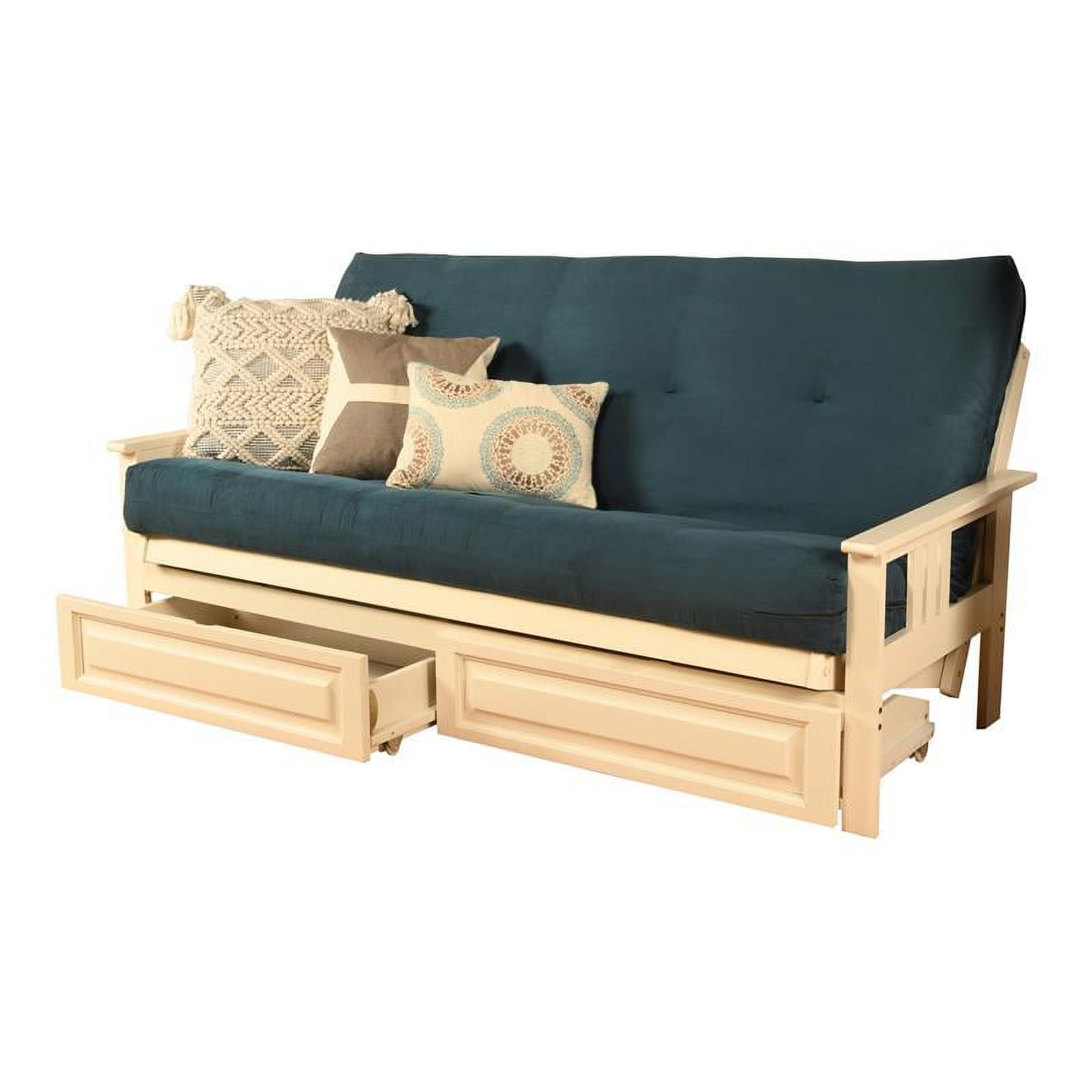 Kodiak Furniture Monterey Frame with Suede Fabric Mattress in Antique White/Blue