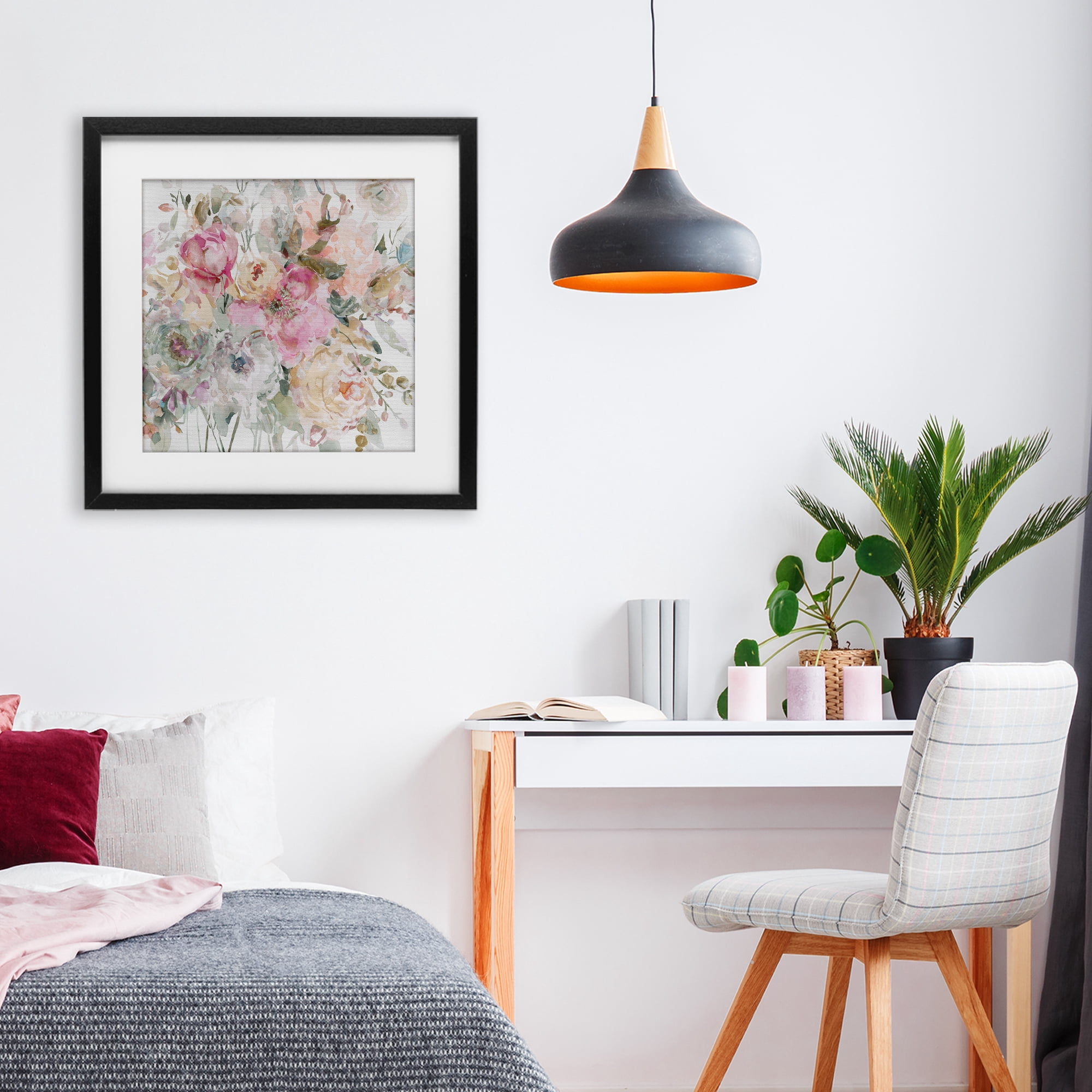 Stupell Industries Romantic Pastel Petals Black Framed Print Under Glass, design by Carol Robinson