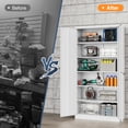 thumbnail image 6 of Fesbos 72" Metal Storage Cabinet with 5 Adjustable Shelves,Tall White Lockable Tools Cabinet,Steel Garage Storage Cabinets for Home Office,Pantry,Hospital, 6 of 11