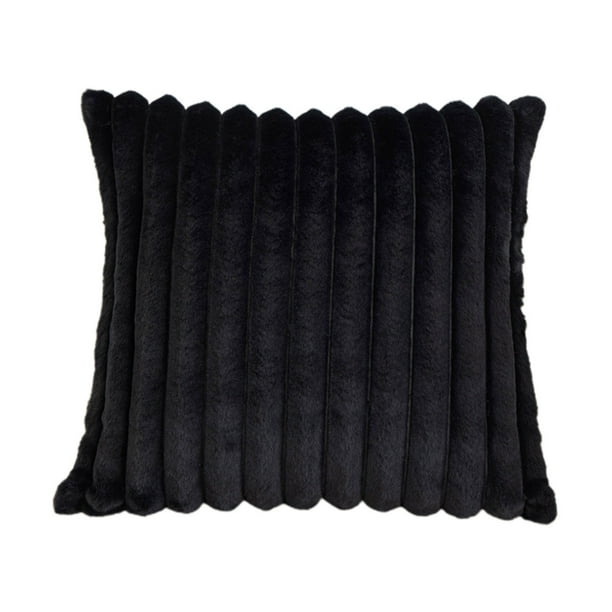 Funda de Cojín Decorativa de Piel Sintética y Terciopelo | Funda de Cojín Cuadrada para Sofá de 45 X 45 Cm | Suave Estampado de Rayas para Salón y Dormitorio | 1 Pieza