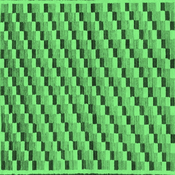 Ahgly Company Indoor Square Checkered Emerald Green Modern Area Rugs, 4' Square