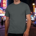 thumbnail image 2 of FINALGANG Mens Crew Neck Plain Blank Solid Color Short Sleeve T-Shirt Regular Fit Basic Daily Outdoor Soft Casual Shirts For Daily Wear Stylish Top Dark Gray L, 2 of 5