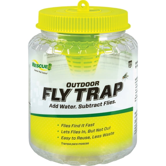 RESCUE! Reusable Fly Trap Outdoor - Trap for Flies, Attractant Included - 3 Pack