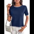 thumbnail image 1 of Camiseta de Corta A Rayas con Bloques de Color para Mujer, Azul Marino, Talla M, 1 of 8