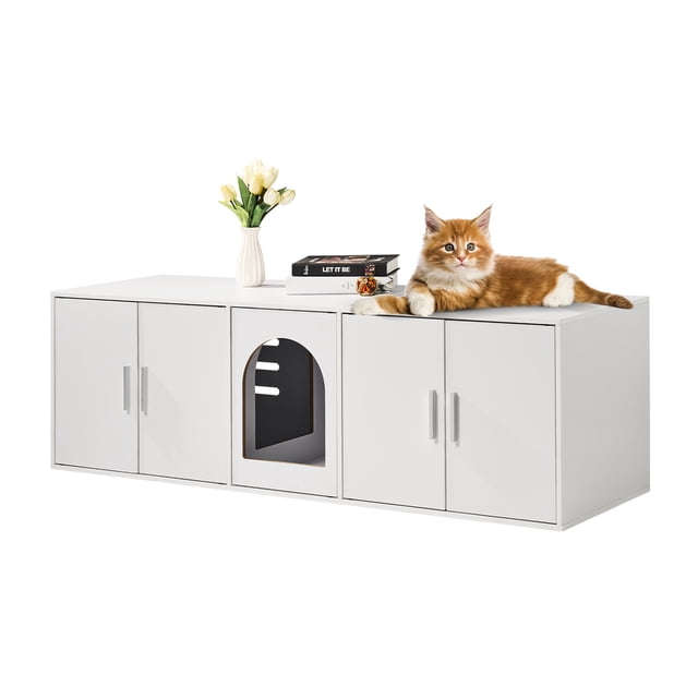 Caja de arena para gatos VEVOR mueble blanco 57,9