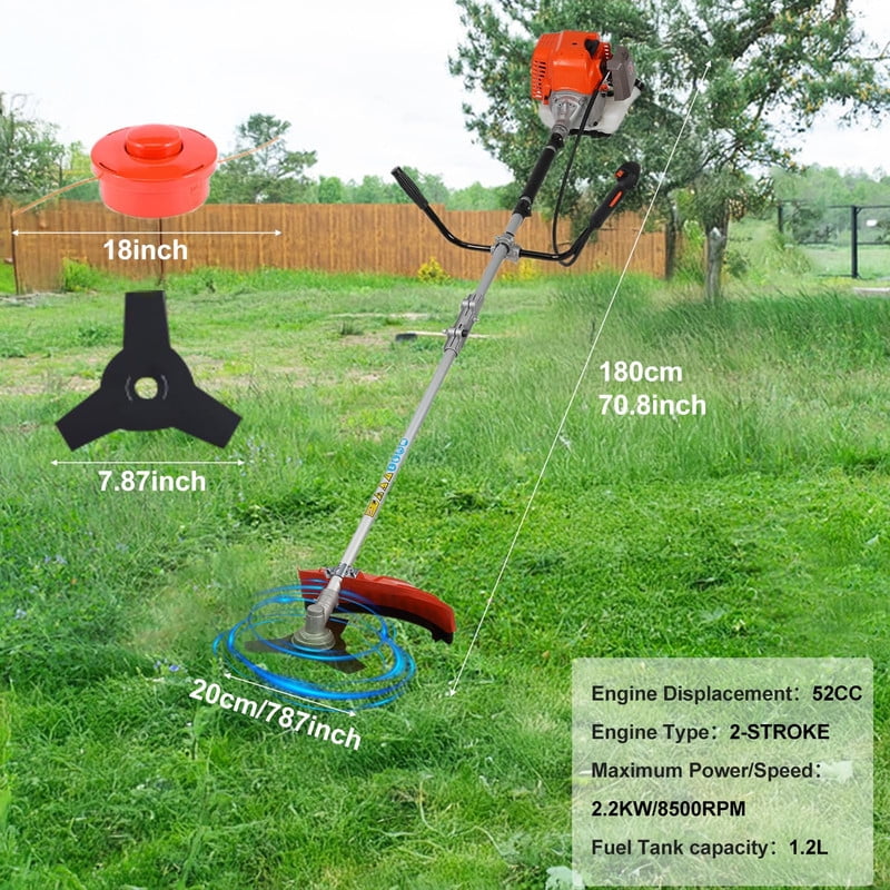 Floseru 52cc 2-Cycle Gas Weed Wacker, 2-in-1 Gas Weed Eater, 8500rpm High Power Brush Cutter Trimmer for Grass and Weed, Hedge Trimmer String Trimmer