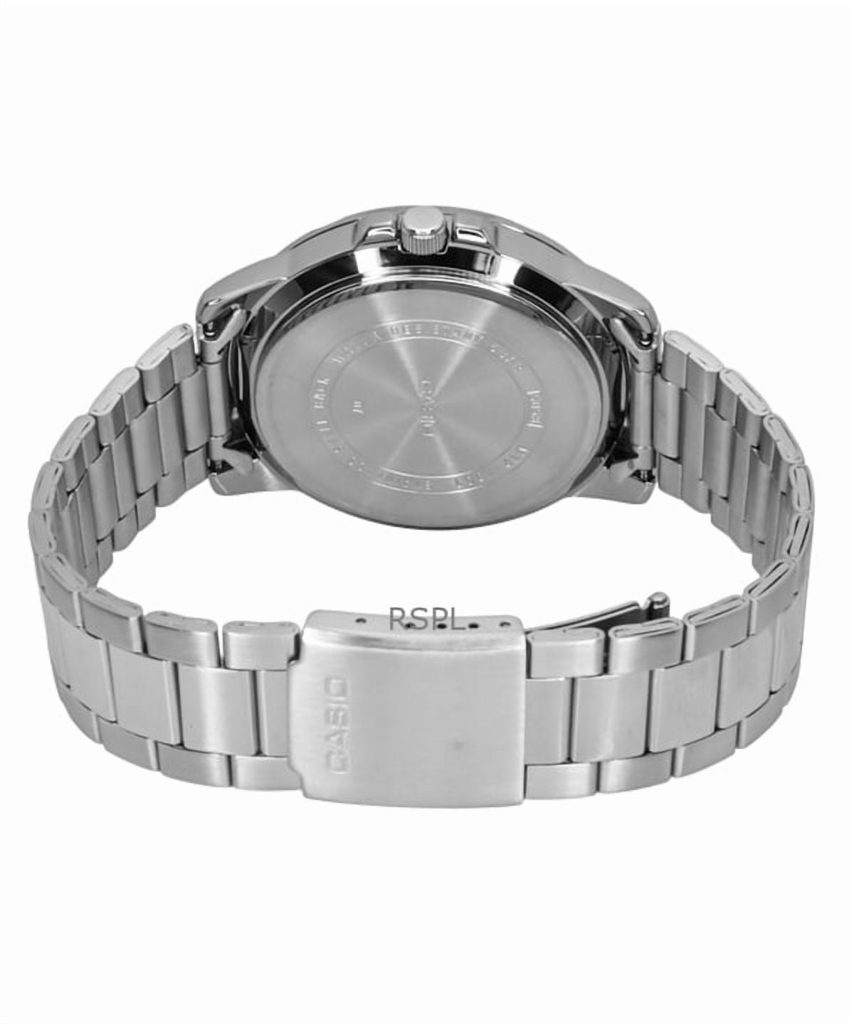 Mens Analog Stainless Steel Band and Case Silver Blue Dial 50-meter Water Resistance Watch MTP-VD01D-2BVUDF