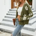 thumbnail image 5 of Baberdicy Cardigan Sweater Women's Sweater 2023 Fall Long Sleeve Casual Print Jumper Knitted Cardigan Loose Preppy Sweater Cardigan Women's Cardigans Green, 5 of 7