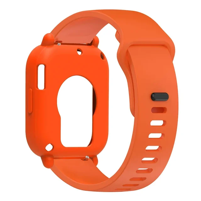 Étui en Silicone + Bracelet pour Redmi Watch 5 Lite / 5 Bracelet de Remplacement Actif Ceinture Bracelet de Montre Intelligent Étui de Protection Orange Redmi Watch 5 Active