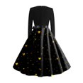 thumbnail image 4 of Fgvctg Valentine'S Day Wedding Guest Dresses For Women Soft Long Sleeve Vintage Dress Cocktail A-Line Date Night 50'S Dress Romantic Cute Heart Graphic Outfits Crewneck Clothes Gold XL, 4 of 4
