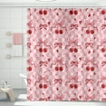 thumbnail image 2 of Bow Cherry Shower Curtain Pink Bathroom Shower Curtain Valentines Day Shower Curtain Cute Romantic Bathtub Decor with Hooks, Gifts For Christmas/Birthday/Holiday/House Warming/Valentine Day, 2 of 8