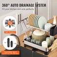 thumbnail image 4 of VEVOR Dish Drying Rack, 2 Tier Large Capacity Dish Drainers, Rustproof Stainless Steel Dish Drainer with Drainboard, Storage Space Saver, Cup & Utensil Holder for Kitchen Counter Over The Sink, Silver, 4 of 9