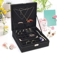 thumbnail image 7 of Mosiso Jewelry Box, Jewelry Storage Case Organizer Stackable for Girl Women Velvet Necklace Earring Bracelet Ring Watch Brooch Holder with Double Layer Lockable Display , Black, 7 of 7