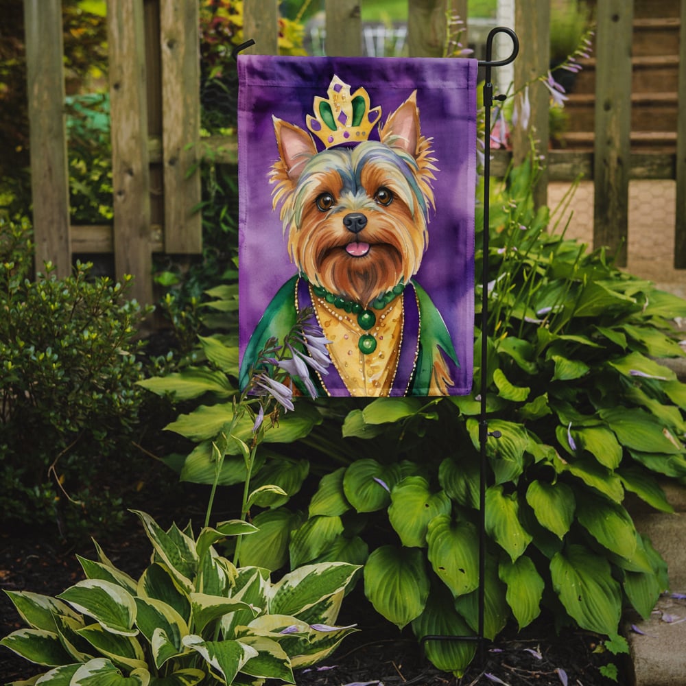 Yorkshire Terrier King of Mardi Gras Garden Flag 11.25 in x 15.5 in