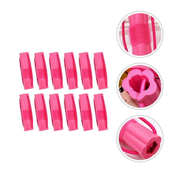 LEORX 12Pcs Hair Roll Tool Self Grip Curling Tools for Women in Pink