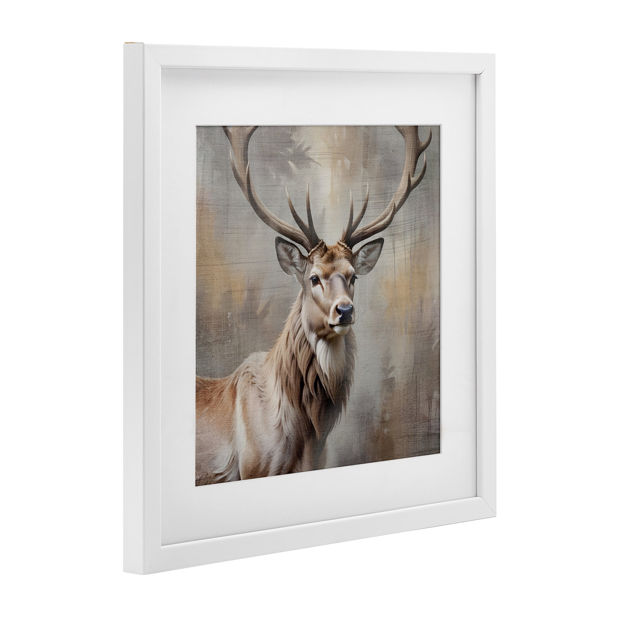 Stupell Industries Rustic Stag with Majestic Glance White Framed Print Under Glass, design by Susan Arnot