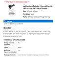 thumbnail image 2 of Ignition Lock Cylinder - Compatible with 2007 - 2014 GMC Sierra 2500 HD 2008 2009 2010 2011 2012 2013, 2 of 2