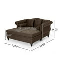 thumbnail image 5 of Christopher Knight Home 62.5" Large Loveseat Chaise Lounge, Sofa Bed Couch with Scroll Arms and Pillows, Brown, 5 of 7