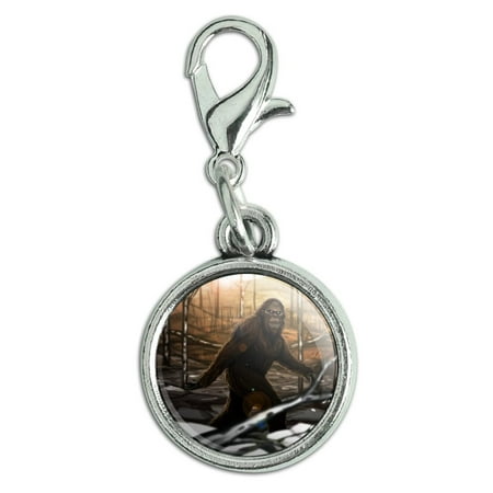 - Bigfoot Sasquatch Walking in the Woods Antiqued Bracelet Pendant Zipper Pull Charm with Lobster Clasp