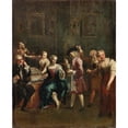 thumbnail image 2 of Giuseppe Maria Crespi 12x14 Black Ornate Wood Framed Double Matted Museum Art Print Titled: Singer at the Spinet with Admirers, 2 of 5
