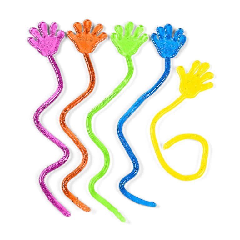 Glittery Vinyl Sticky Hands Kids Toy Strings, Novelty Multipack