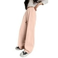 thumbnail image 3 of Clean Girl Clothes Girls' Solid Joggers Girls' Sweatpants Children's Casual Loose Straight Pants Wide Leg Pants, 3 of 7