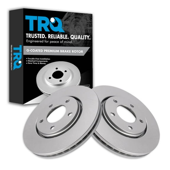 TRQ Front Brake Rotors Set Vented Premium G-Coated Fits Select 2001-2007 Chrysler Town & Country 2001-2003 Voyager Dodge Caravan Grand Caravan