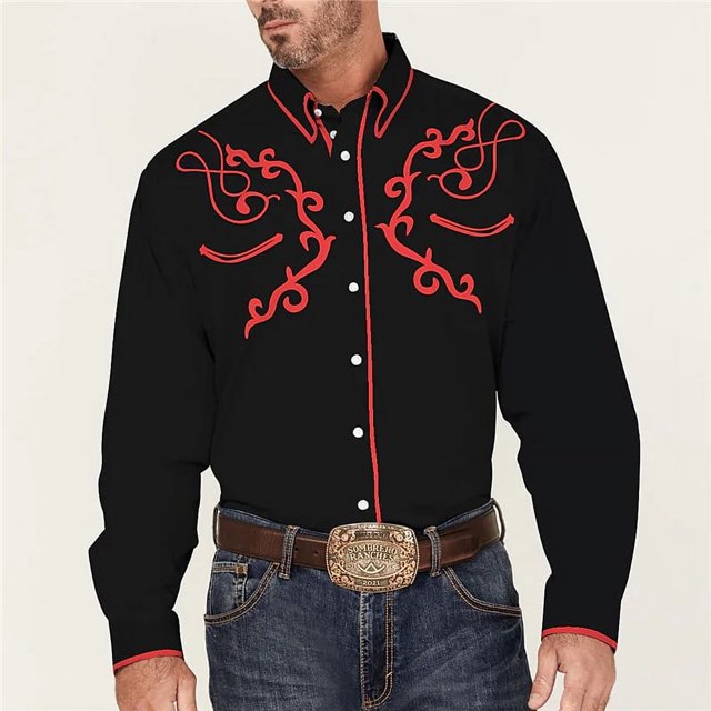 Camisa con solapa tribal occidental para hombre, diseño de cuadros, moda para deportes al aire libre, informal, primavera y verano , talla grande