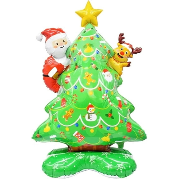 Large Inflatable Christmas Balloons Decorations Standing Xmas Tree Foil Ballons Merry Christmas New Year Party Home Decor Props(Green) Green Green Green Green