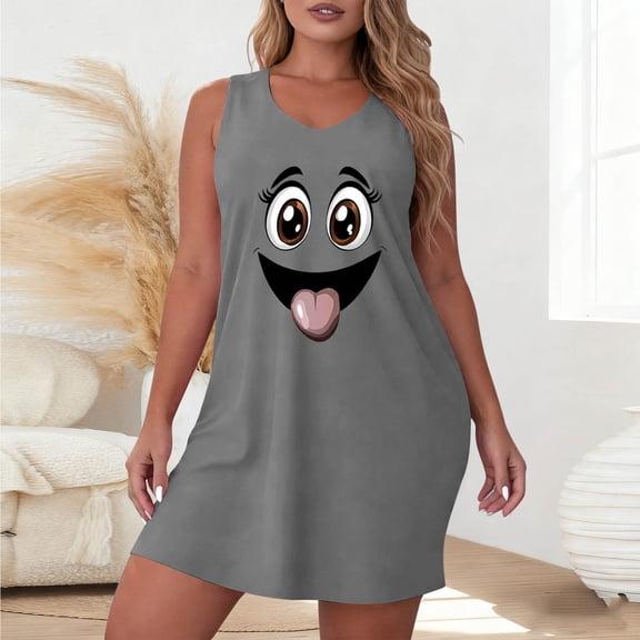 Ynynloco Plus Size Summer Dresses for Women Casual Crewneck Pleated Babydoll Sleeveless Pockets Beach Tshirt Tank Sundress