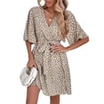 thumbnail image 1 of Vestido Con Cinturón Vestido con cinturón Ocio Diario Vestido casual corto Ropa de playa Traje (Caqui XL) Ygjytge para Mujer Caqui T M, 1 of 6