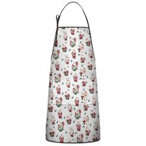 White Christmas Santa Pattern Apron-Garden Aprons for Women with Pockets-Cotton Linen Waterproof Kitchen Cooking Gardening Aprons Adjustable for Kitchen,Cooking,BBQ and Salon 33"x27"