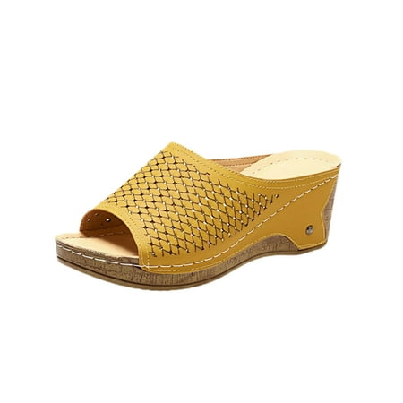 

VerPetridure Women s Platform & Wedge Sandals New Thick Soled Round Toe Slope Heel Sandals For Women s Hollow Casual Sandals