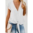 thumbnail image 4 of Women's White/Blue Forever Tonight Button Down Tie Top, 4 of 5