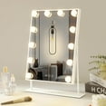 thumbnail image 3 of VANITII GLOBAL 14.5" x 18.9" Vanity Makeup Mirror with Lights Tabletop Metal White, 3 of 8