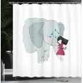 thumbnail image 4 of Ambesonne Cartoon Shower Curtain, Girl on Trunk of, 69"Wx84"L, Multicolor, 4 of 5