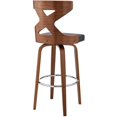 thumbnail image 4 of Gayle 30" Swivel Cross Back Grey Faux Leather and Walnut Wood Bar Stool, 4 of 9