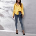 thumbnail image 5 of Women's Satin Silk Long Sleeve Button Down Collared Shirt Formal Work Blouse Top Casual Solid Shirts for Office Lady, 5 of 7