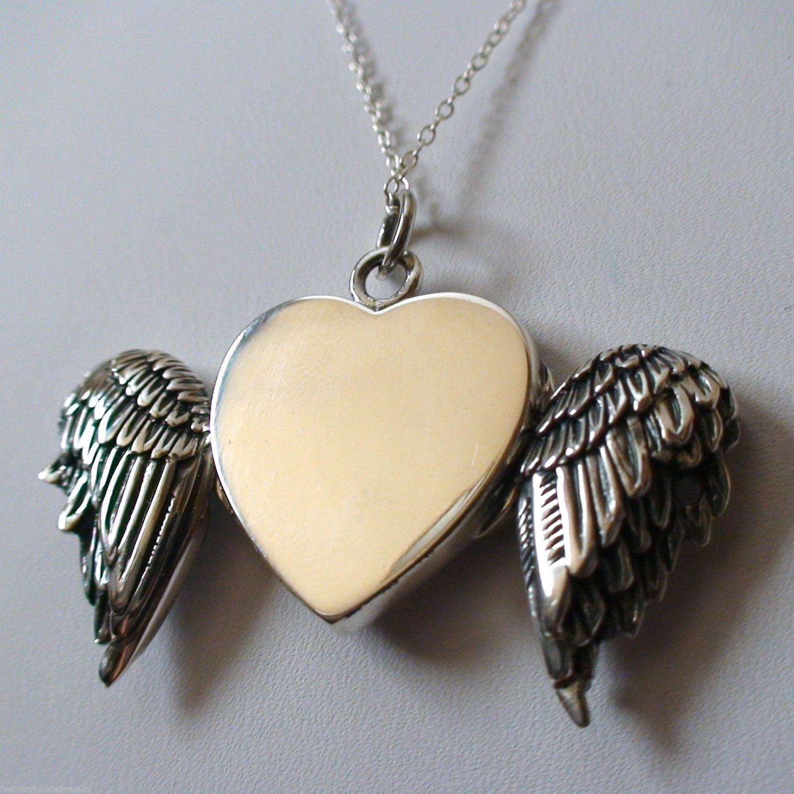 Personalized Angel Wing Heart Locket Necklace That Hold Pictures Photo Heart Shape Locket Gift for Girl Women
