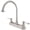 Nickel, variant on Kingston KB3748PL Restoration Two-Handle 3-Hole 8" Centerset Kitchen Faucet in Brushed Nickel