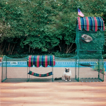 Carnival Cat Enclosure Kittywalk Town and Country Collection Outdoor Cat Enclosure, Green, 96