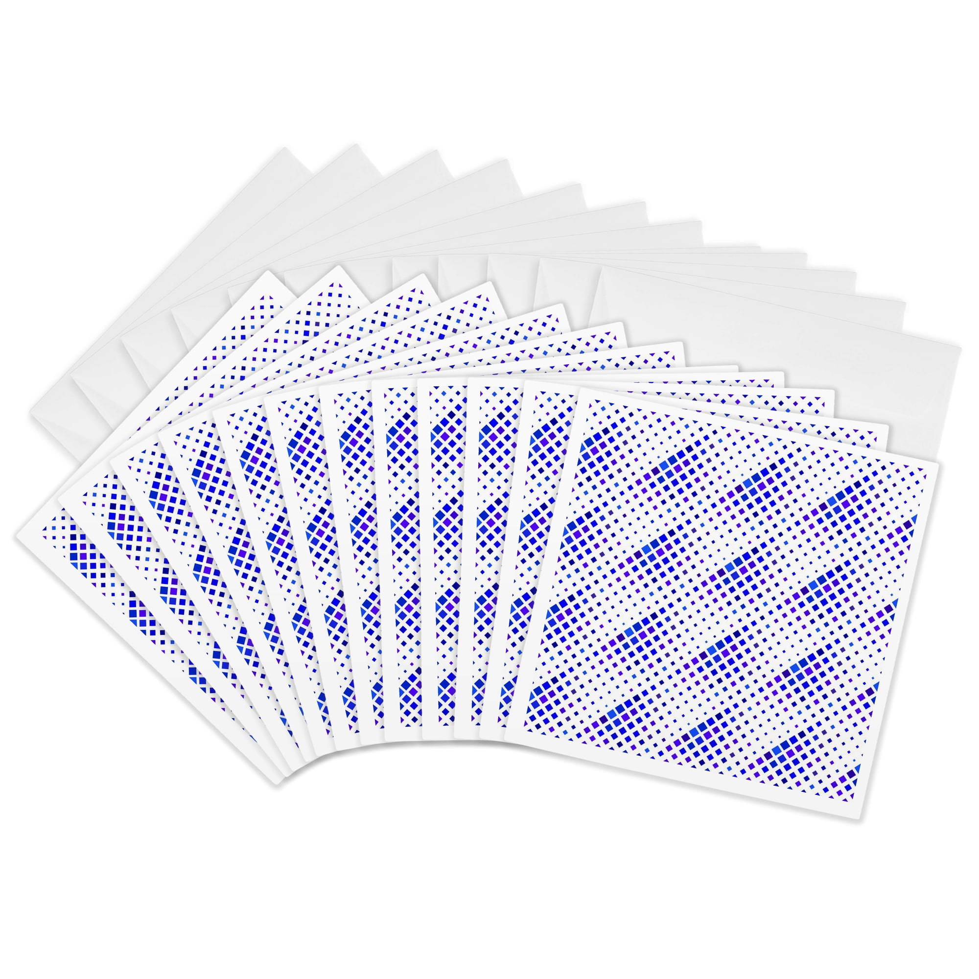 3drose Geometrical Seamless Abstract Blue Square Pattern Background 12 Greeting Cards with Envelopes