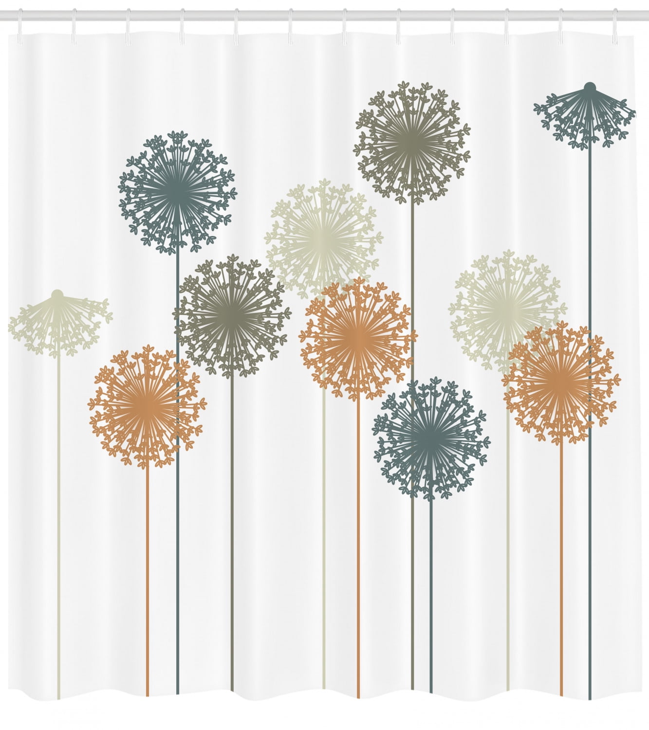 Dandelion Shower Curtain, Abstract Wildflower Silhouettes Botanical ...