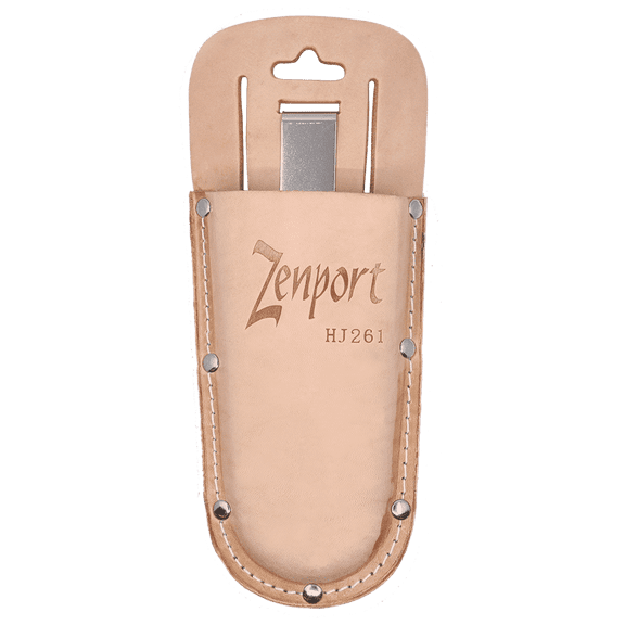 Zenport HJ261 Leather Pruner Sheath with Belt Loop and Metal Clip, Beige