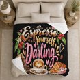 thumbnail image 5 of Espresso Yourself Darling Coffee Love Whimsical, Playful Food Art Scene, Warm Flannel Blanket for Living Room and Reading Nook, Art Lovers Friendship Gift, Playful Home Decor, 5 of 9