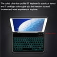 thumbnail image 4 of For iPad 7 10.2in 2019 7 Colors Backlit Tablet Bluetooth Keyboard and Cloth Marks Tablet Leather Protective Case with Pen Holder American Keyboard Blue, 4 of 9