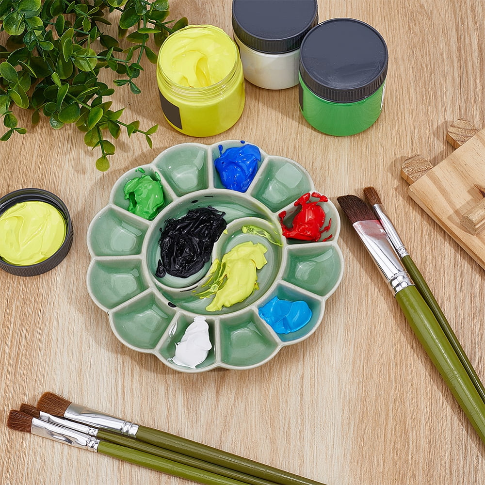 1Pc Porcelain Watercolor Oil Palette Paint Drawing Supplies Flower Medium Aquamarine 155x20mm diy