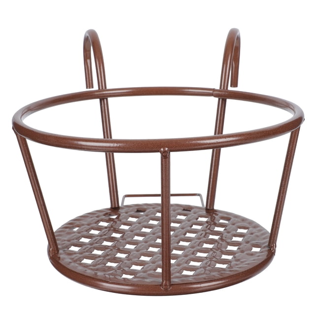 Balcony Flower Pot Stand Hanging Railing Planter Made of Iron Coffee Color for Storage Use 7.87 Inches