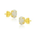 thumbnail image 3 of 14k Gold Created Opal Oval Stud Earrings for Women with Push Backs and 7x5mm October Birthstone Earrings | Real Gold Opal Earrings for Women | Opal Stud Earrings Yellow Gold by MAX + STONE, 3 of 6